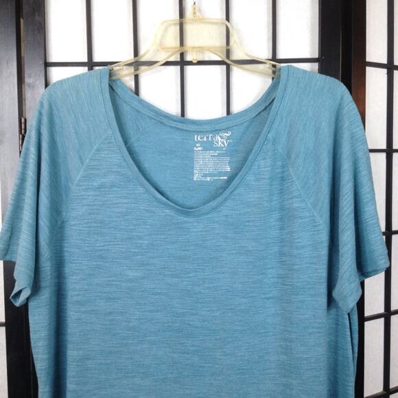 Terra & Sky Short Sleeve Blue V-Neck T-Shirt 14W - Picture 2 of 6